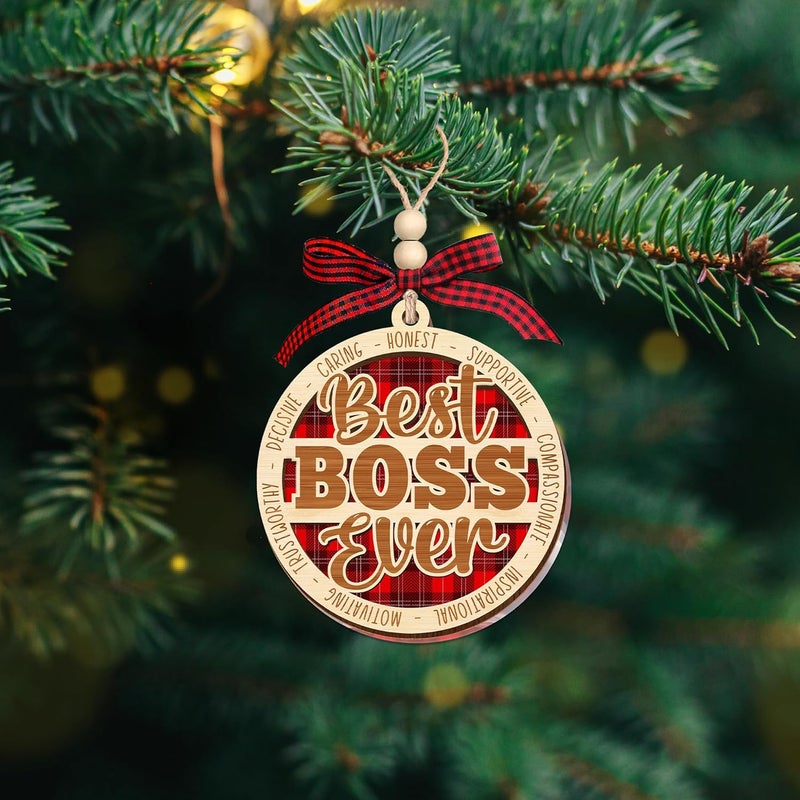 HEXMOZ Boss Christmas Ornament - Thank You Boss Gifts for Men, Women - Boss Lady Gifts for Manager, Leader, Worlds Best Boss Ever Christmas Ornaments Tree Decorations 2025 - Image 5